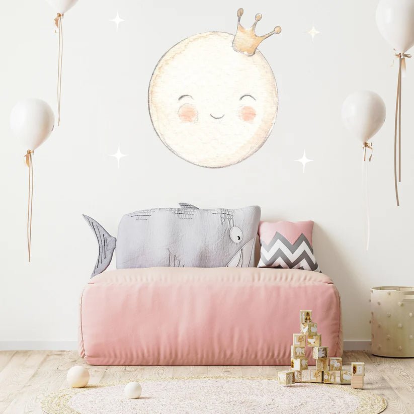 Vinilo Infantil Luna Estrellas de Cigüeña - Nanetes